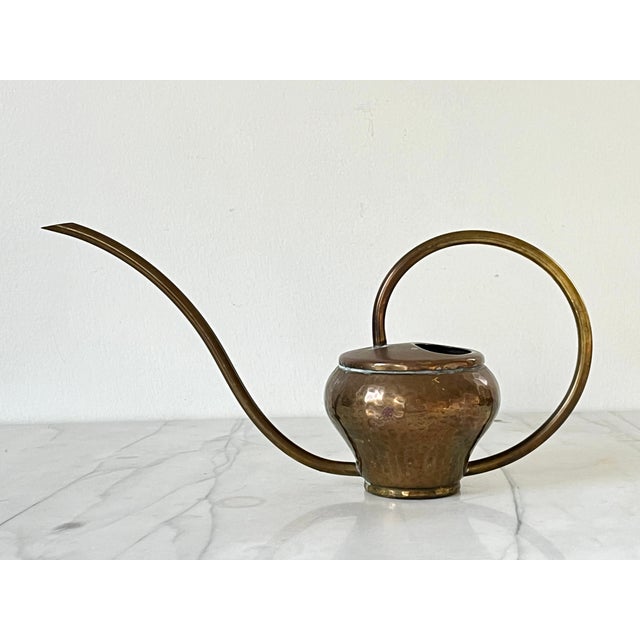 Mid 20th Century Vintage German Hammered Brass Watering Can For Sale - Image 5 of 8