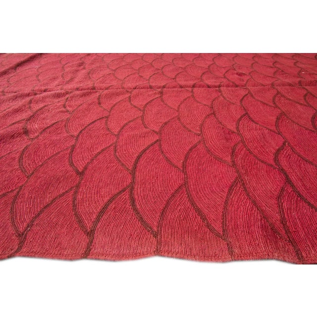 Traditional Vintage Kilim Flatweave Pink Geometric Wool Rug For Sale - Image 3 of 8