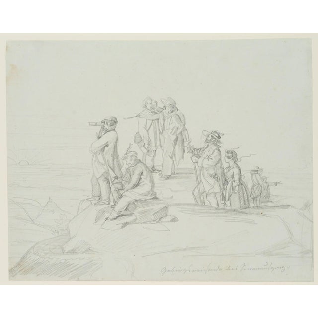 Ignaz Ritschel (born 1794 ): Mountain travellers at sunrise, c. 1820, PencilTechnique: Pencil on PaperInscription: Lower...