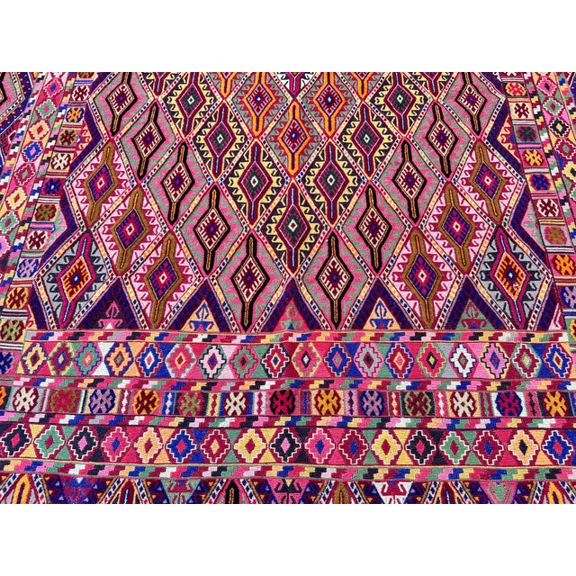 Multicolor Mushwani Maimana Hand-Woven Kilim Rug - 6'7" X 9'2" For Sale - Image 9 of 16