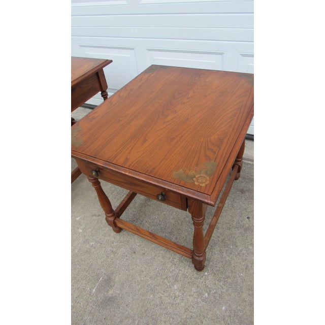 Farmhouse Vintage Pair of Hitchcock End Side Tables Farmhouse Designer For Sale - Image 3 of 9