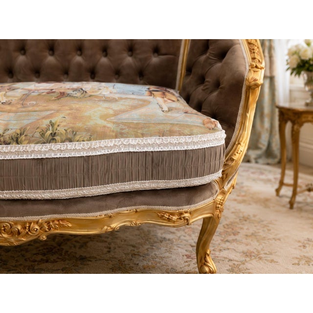 1950s French Atelier Louis XVI Gold Beech Settee - 1 Pc For Sale - Image 9 of 13