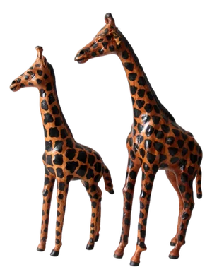 Mid-Century Leather Giraffes Pair