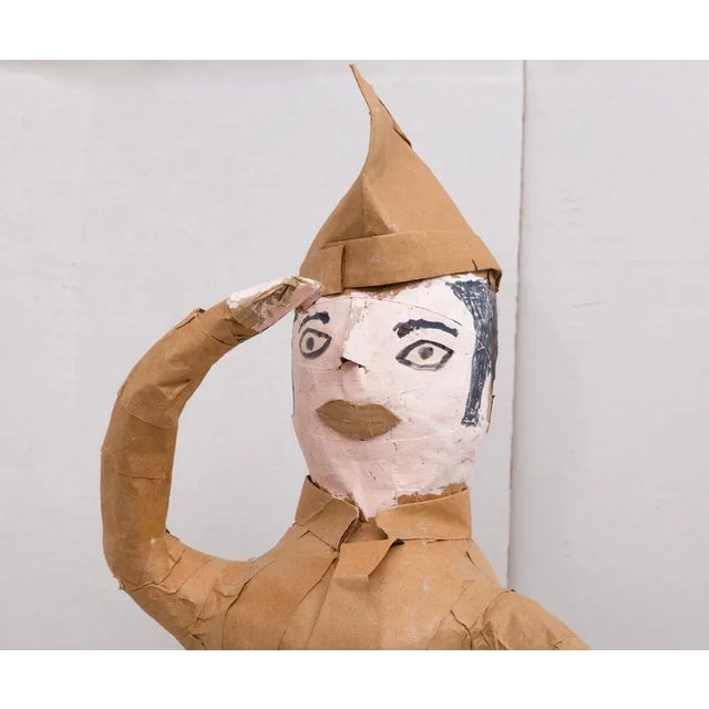 American Large Folk Art Outsider Art Army Man Paper Mache Figure For Sale - Image 3 of 9