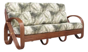 1990s Modernist 3-Strand 3/4 Pretzel "Kauai" 3 Seat Rattan Sofa
