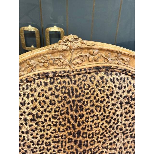 Wood Pair of French Louis XV Bergeres With Leopard Upholstery For Sale - Image 7 of 10