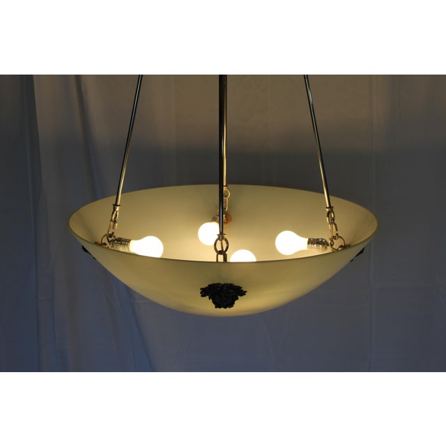 White Mid Century Modern Glass Chandelier For Sale - Image 8 of 10