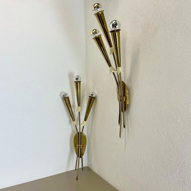 Brass Theatre Wall Light Sconces, Italy, 1950s, Set of 2 For Sale - Image 3 of 18