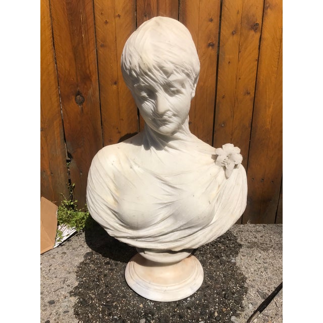 Large Marble Alabaster Bust of a Veiled Woman Chairish