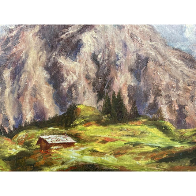 Jungfrau Massif Landscape, Early 1900s, Oil on Board, Framed For Sale - Image 12 of 14
