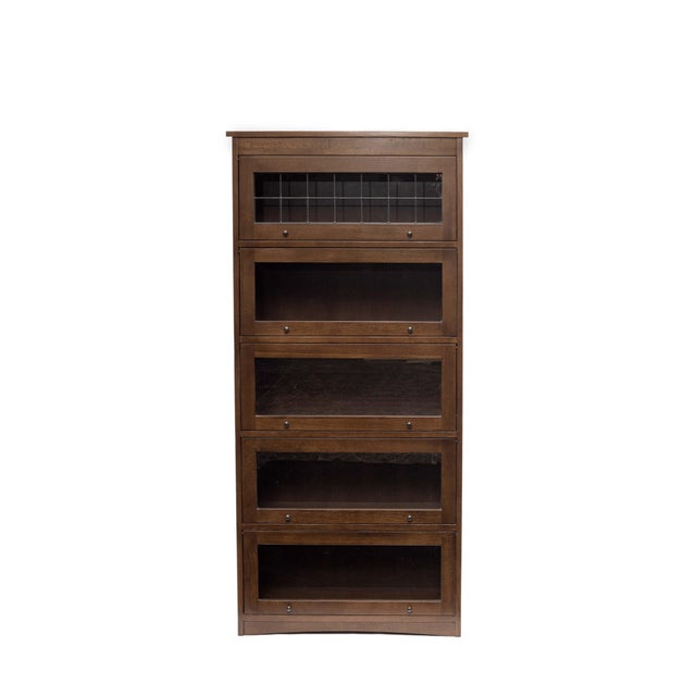 Wood Mission Craftsman Style Oak Barrister Bookcase - 5 Stack - Walnut For Sale - Image 7 of 17