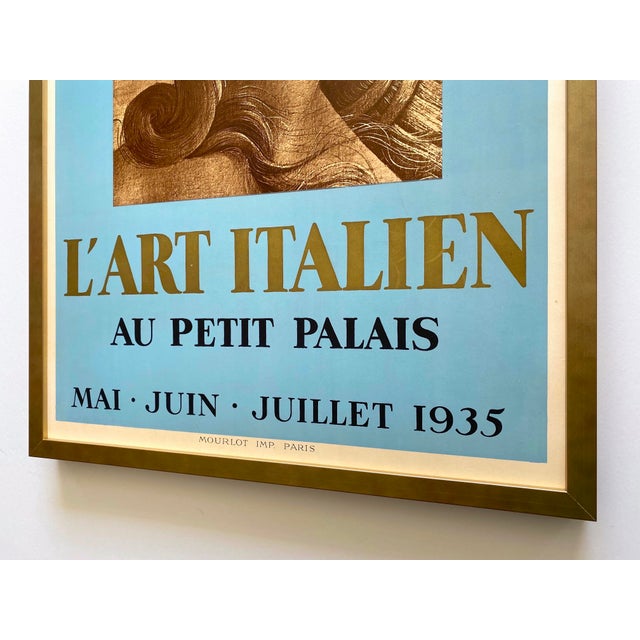" l'Art Italien " Vintage 1935 Mourlot Fine Art Lithograph Print Art Deco Framed Paris Exhibition Poster Botticelli " Birth of Venus " 1482 For Sale - Image 12 of 12