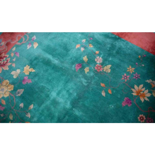 1920s Hand Made Antique Art Deco Chinese Rug 8.10' × 11.7' For Sale - Image 4 of 9
