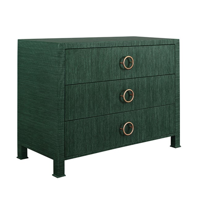 New special order item. Not vintage. Introducing the Worlds Away Getty Three Drawer Chest in green grasscloth! This unique...