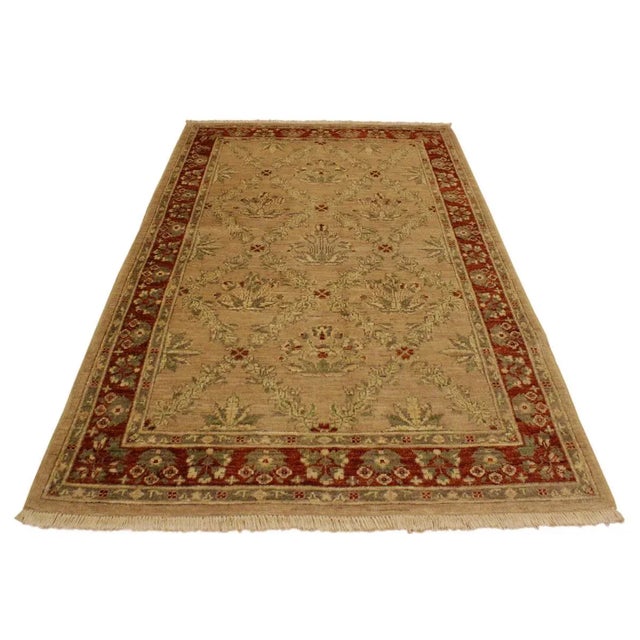 Shabby Chic 1990s Shabby Chic Tan/Rust Hand-Knotted Rug - 4'1 X 5'9 For Sale - Image 3 of 8