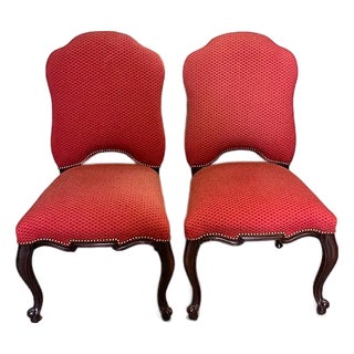 Red Upholstered Side Chairs- a Pair For Sale