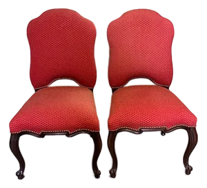 Red Upholstered Side Chairs- a Pair