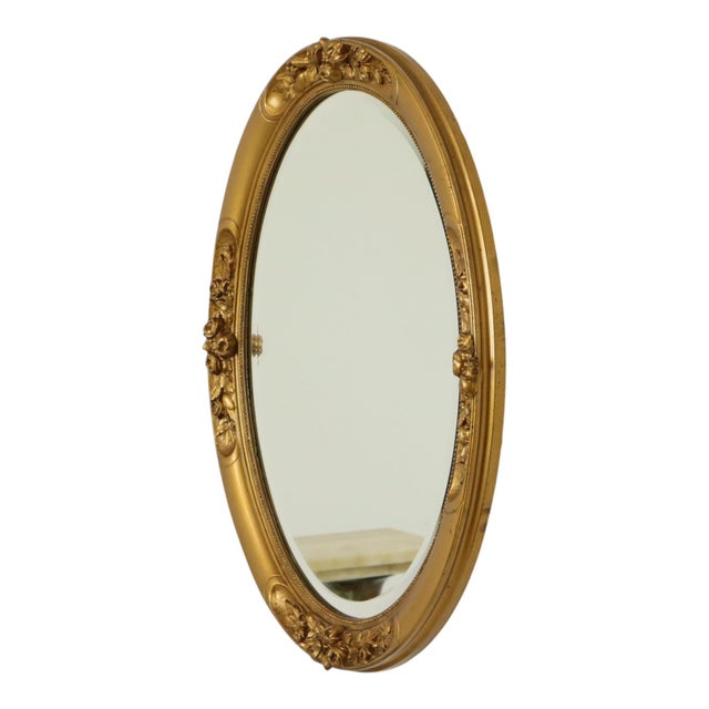 French Oval Bevelled Mirror with Rose Gold Finish For Sale - Image 5 of 14