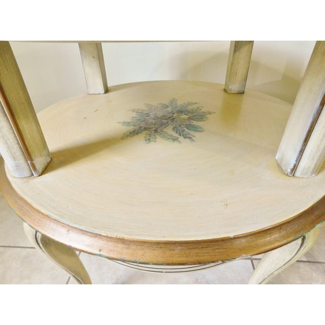 Pair Vintage Mid Century French Provincial Floral Two Tier Round Side/End Accent Tables For Sale In West Palm - Image 6 of 12