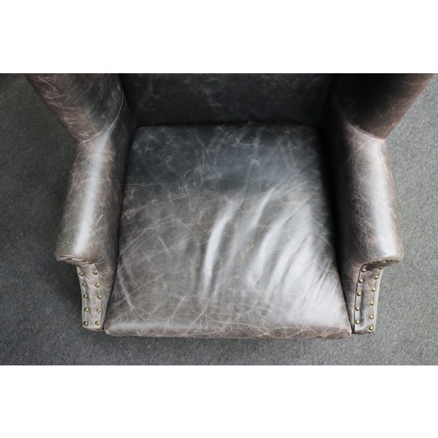 Wood Restoration Hardware–Attributed Wingback Chair For Sale - Image 7 of 11