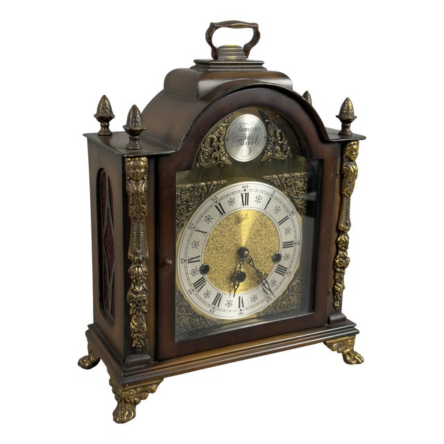 Tempus Fugit Mechanical Table Clock with Lion Feet from Walt For Sale