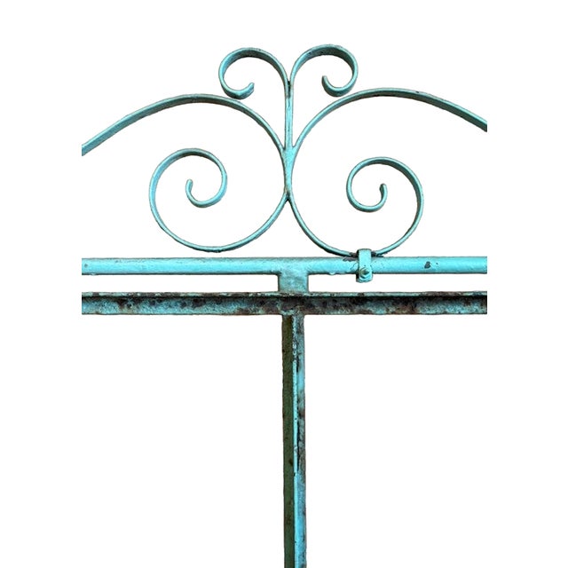 Antique Iron Mercantile Hanging Sign Frame in Turquoise For Sale - Image 14 of 18