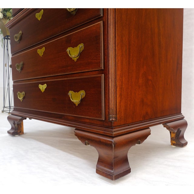 Bracket Feet Solid Mahogany Brass Pull Federal Style 7 Drawer High Chest Dresser For Sale - Image 6 of 18