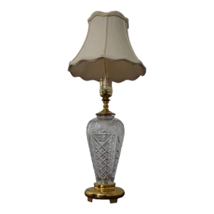 Waterford Crystal Small Table Lamp W. Brass Base