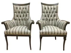 Antique French Faux Snake-Skin Chairs - A Pair