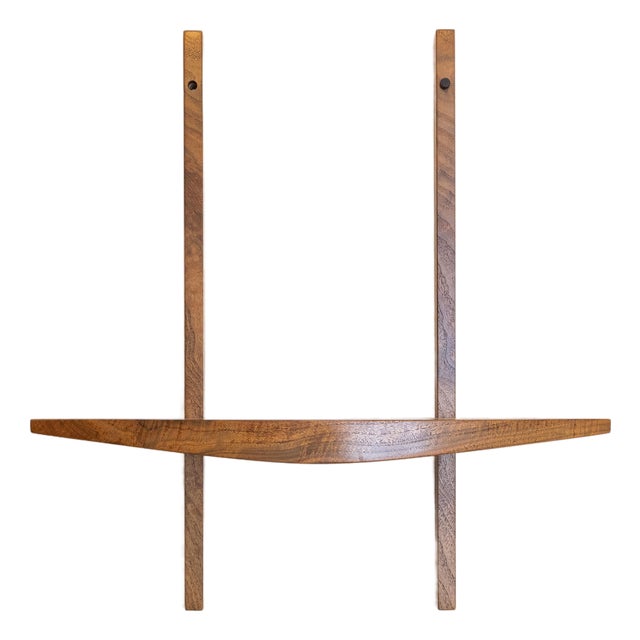 1960s Mid-Century Sculptural Studio Craft Solid Walnut Wall Shelf For Sale