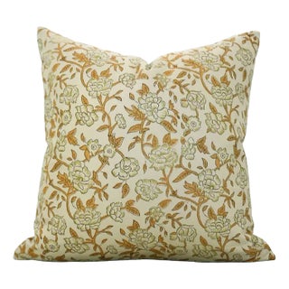 Fabdivine Handmade Block Printed Cushion Cover 20x20 Inch Cotton Linen-Mrignayani For Sale