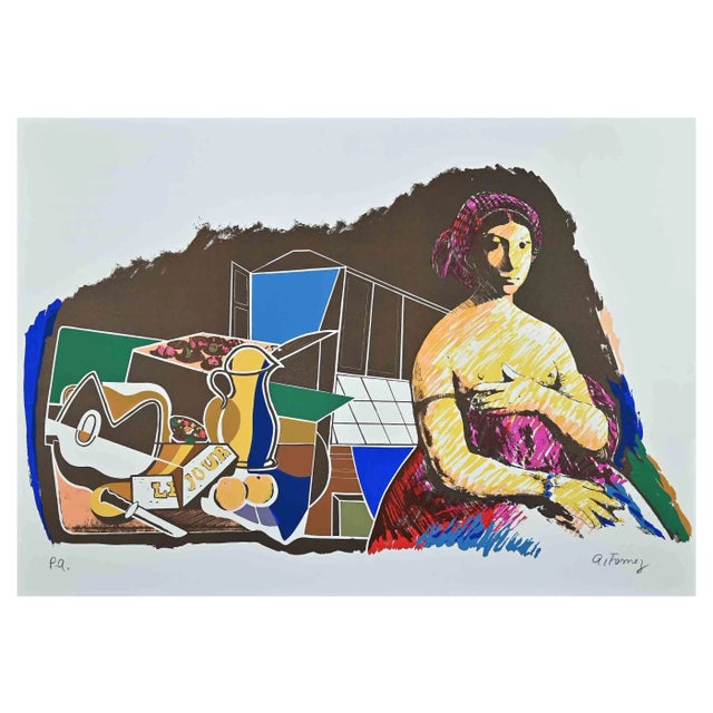 Antonio Fomez, La Fornarina, Original Lithograph, Mid 20th-Century For Sale