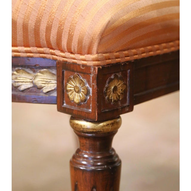 Set of 10 Louis XVI Carved Walnut and Gilt Dining Chairs & Matching Armchairs For Sale - Image 10 of 16