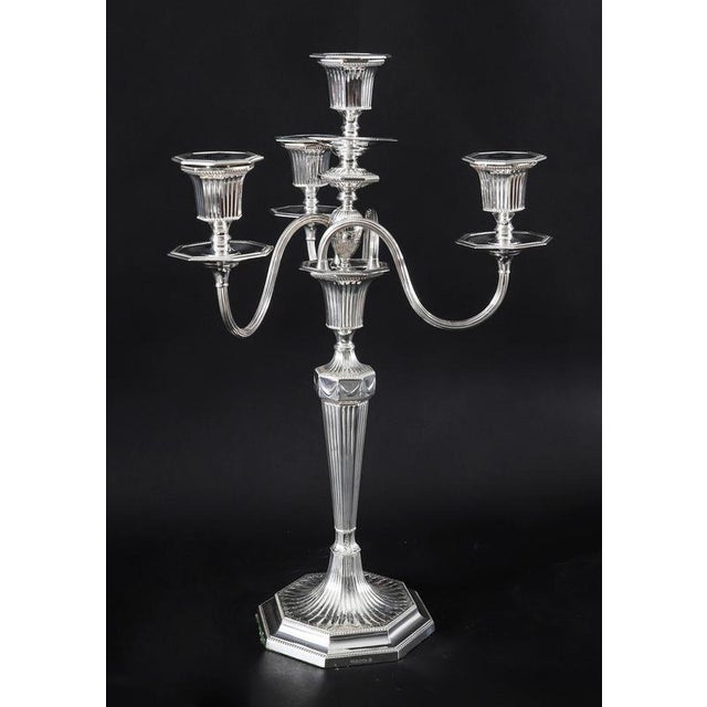 Antique Silver Plated Four Light Candelabra by Hawksworth, 19th Century, Set of 2 For Sale - Image 3 of 17