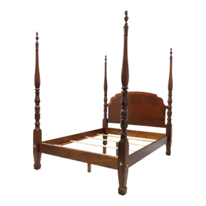 Ethan Allen 18th Century Collection Banded Mahogany King Size Four Poster Bed