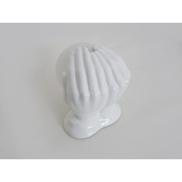 Ceramic Wall Sconce with Hands, 1970s For Sale - Image 6 of 10