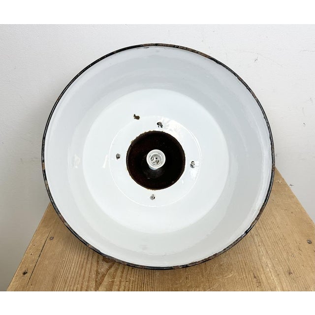 Industrial Grey Enamel and Cast Iron Pendant Light, 1960s For Sale - Image 16 of 17