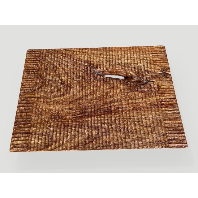 Mid-Century Modern Andrianna Shamaris Minimalist Hand Carved Teak Wood Side Table or Coffee Table For Sale - Image 3 of 18