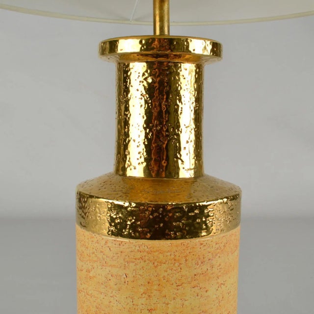 Italian Gold and Stoneware Table Lamps from Bitossi, Set of 2 For Sale - Image 6 of 12