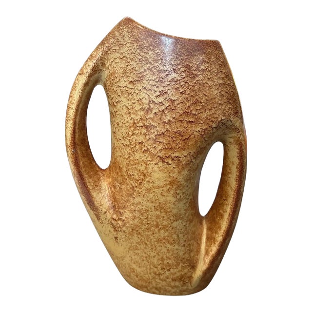 1970s Modernist Amber and Brown Ceramic Italian Vase by Giovanni Bertoncello For Sale