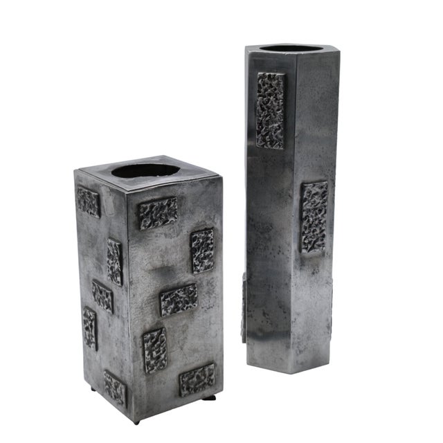 Handcrafted Pewter Vases, Italy, 1960s, Set of 2 For Sale - Image 12 of 12