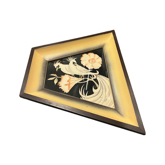 Vintage Art Metalcraft Studios Hollywood 1950s Attributed to Carlo Mid Century Modern Wall Art Atomic Kitsch Pair Paintings Birds Flowers For Sale - Image 9 of 12