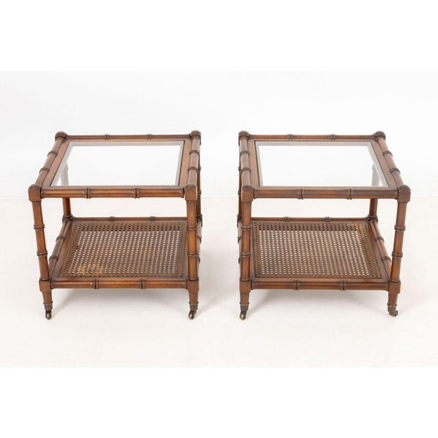 Regency Style Faux Bamboo Side Tables, Pair For Sale In New York - Image 6 of 6