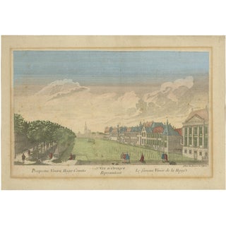 Basset, Optica View of the Hague with Hofvijver & Binnenhof, 1770, Hand-Colored Print For Sale