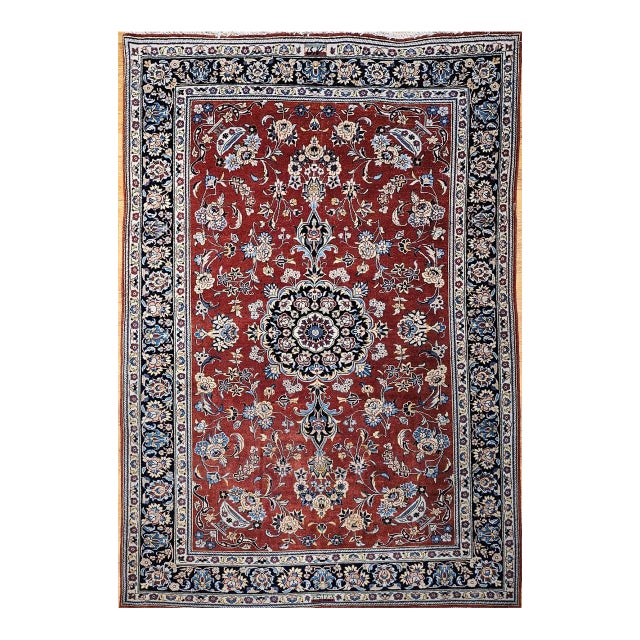 Vintage Turkmen Area Rug, Hand-Knotted Wool, Allover Geometric Pattern, Pistachio Green & Red, 4x8 For Sale