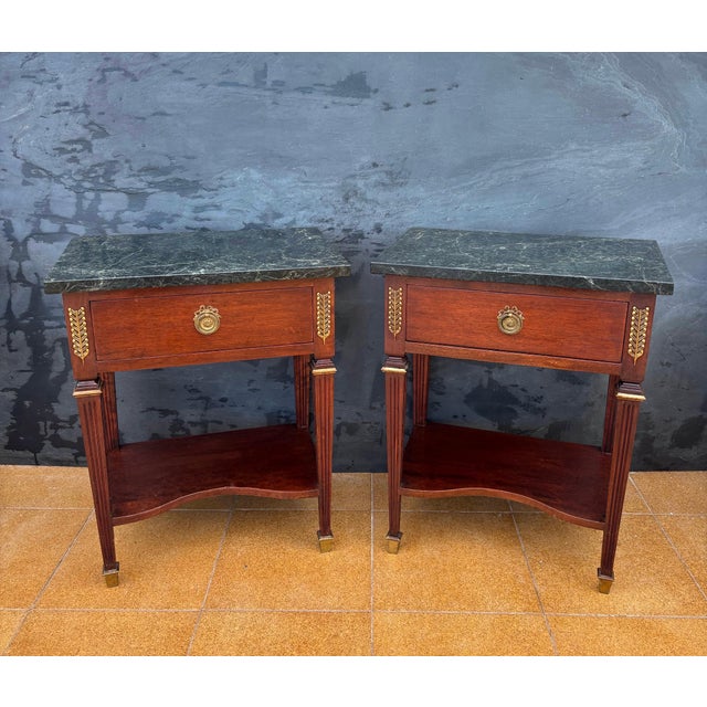 Pair of French Louis XVI Style Nightstands With Marble Tops, 20th Century For Sale - Image 9 of 14