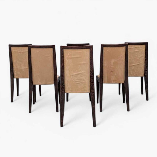 Chestnut Six Dining Chairs – Elegant Wooden Dining Chairs, Modern, Contemporary, Faux Suede, Comfortable Seating For Sale - Image 8 of 18