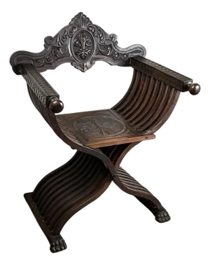 Antique Italian Renaissance Walnut Savonarola Chair C. Late 19th Century
