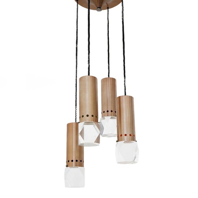 1960s 4-Pendant Chandelier with Acrylic Glass Diffusers by Gaetano Missaglia, 1960s For Sale - Image 5 of 14