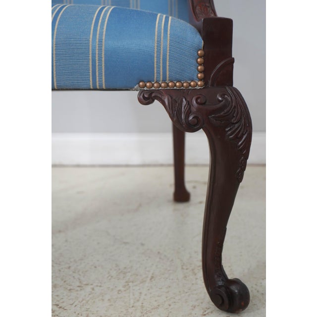 Baker Georgian Style Carved Mahogany Library Chair For Sale - Image 11 of 18
